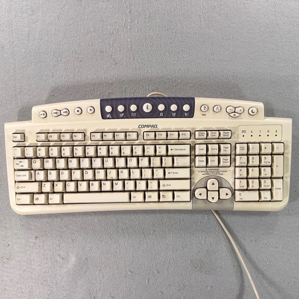 Vintage Compaq SDM4540UL Multimedia USB Wired Keyboard Off White Retro Y2K